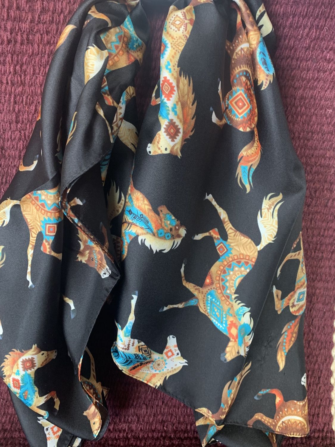 1313 W-Feather Horse Silk Wild Rag 1313 W-Feather Horse Silk Wild Rag