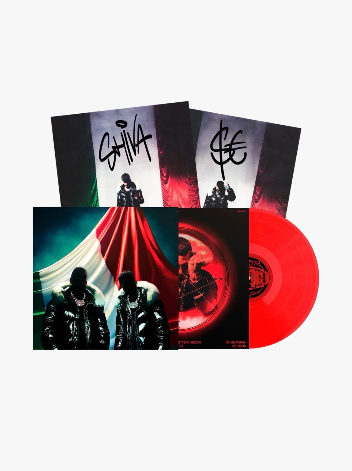 SFERA EBBASTA &amp; SHIVA SANTANA MONEY GANG Vinile Rosso Autografato Numerato