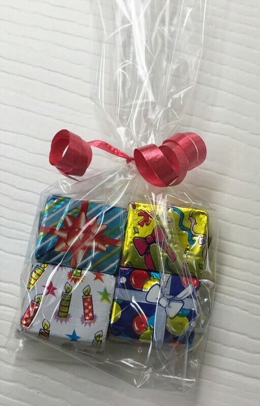 Solid Milk Chocolate Birthday Packages.  Choice of Ribbon Color