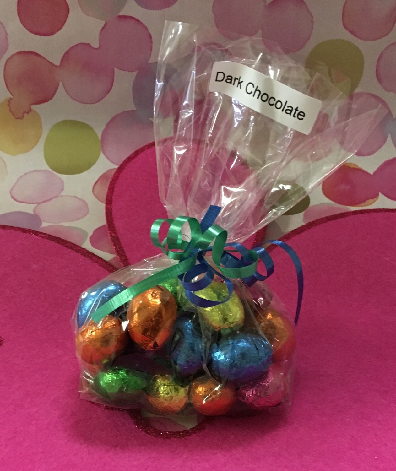 Small bagged Dark Chocolate foiled eggs.