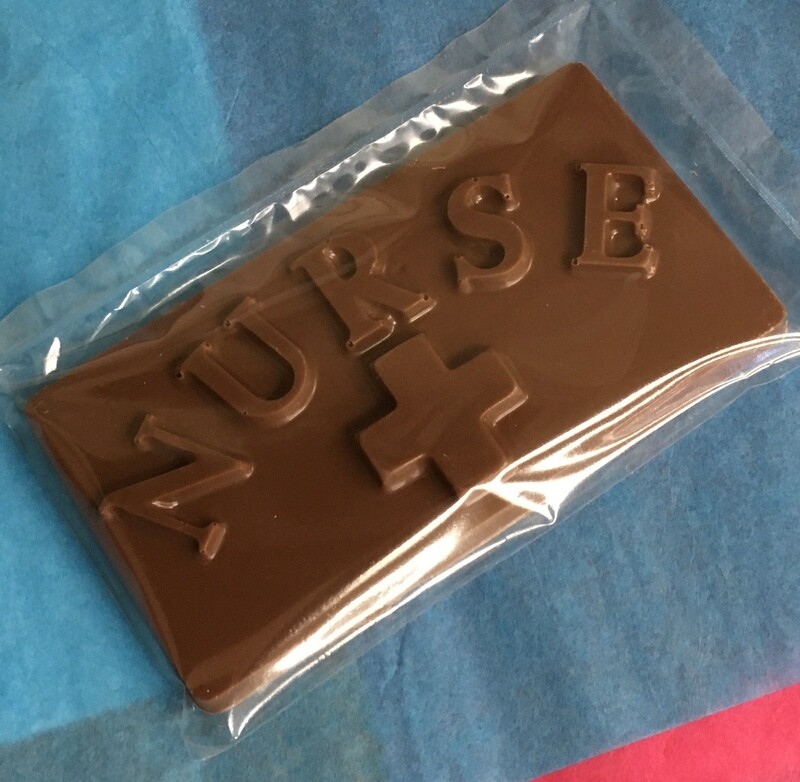 Chocolate Nurse Bar.  Available in Milk or Dark. Peanut and Gluten Free. Special Order Only.  Allow 2 days.