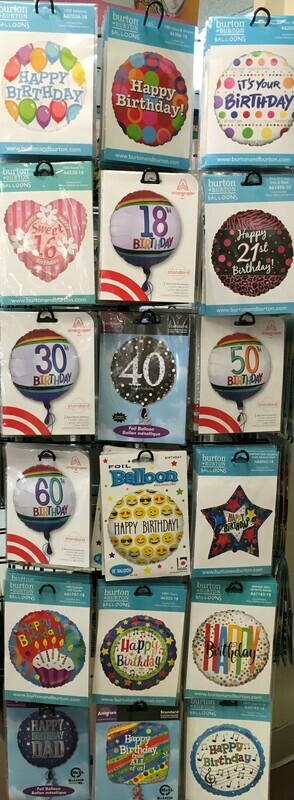 Helium Balloons Selection 2. More Helium Balloon Designs.  Happy Birthday Selection and Ages