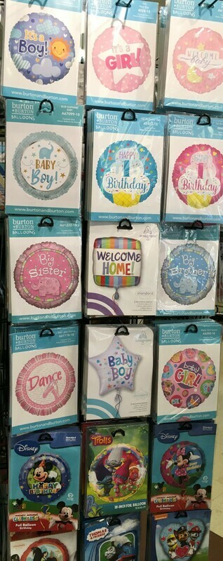 Helium Balloons Selection 4. Baby, 1st Birthday, Dance, Mickey and Minnie, Mulan, Trolls, aw Patrol, Thomas &amp; Friends,