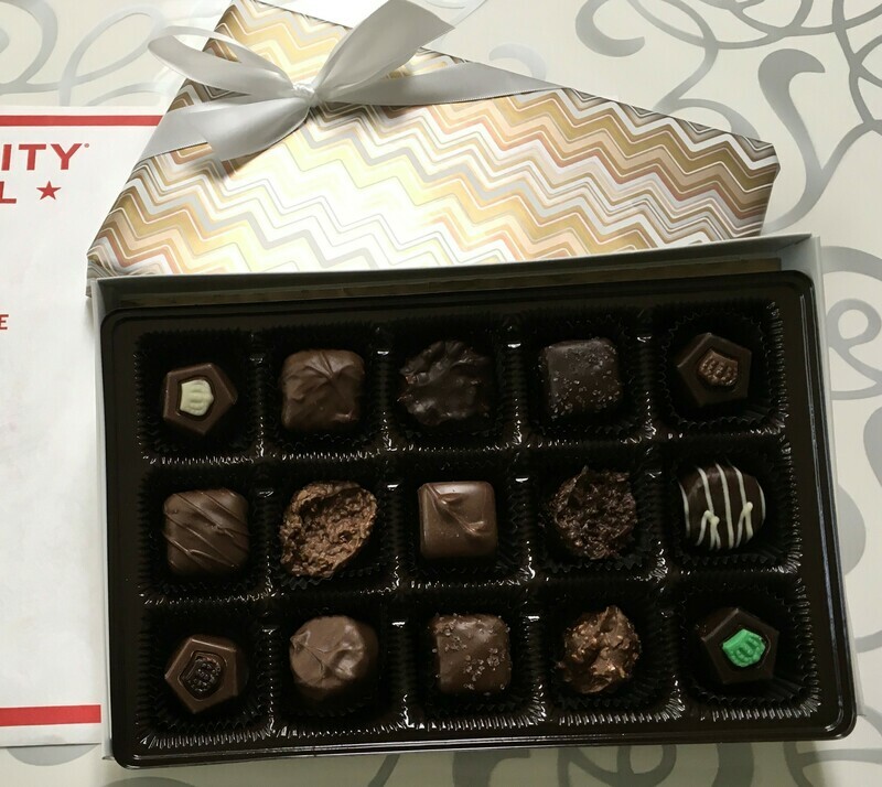 Send a Thank you to that Special Hero!  A 15 Piece Assortment of Milk and Dark Chocolate Favorites.