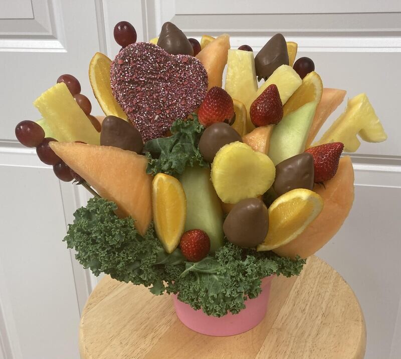 L O V E Bouquet.  Option to add Carella's Chocolates (price includes 6 chocolate covered srawberries)