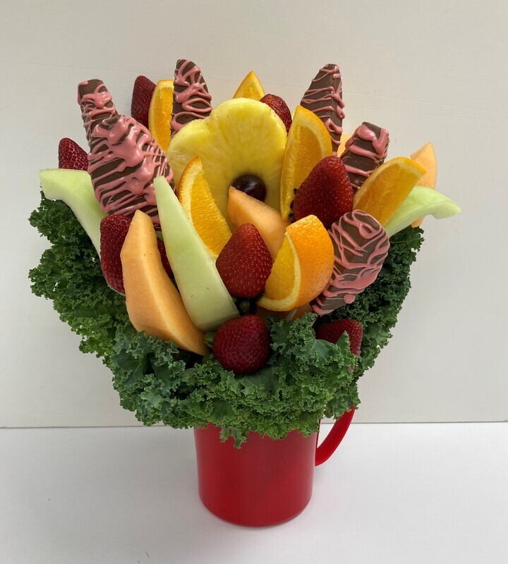 Mom's Day Bouquet in Microwavable Soup Mug with Lid.