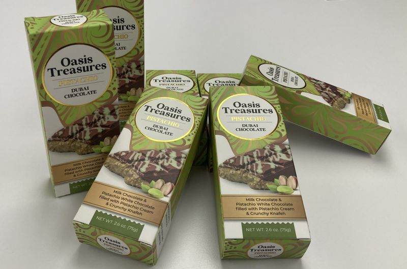 Dubai Oasis Treasure Chocolate Bar.  We now have 5 flavors.  Choose your favorite.