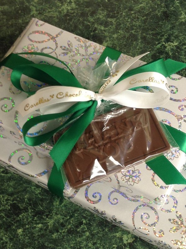 One Pound of Assorted Chocolates w/ Milk Chocolate Thank you Bar Attached.