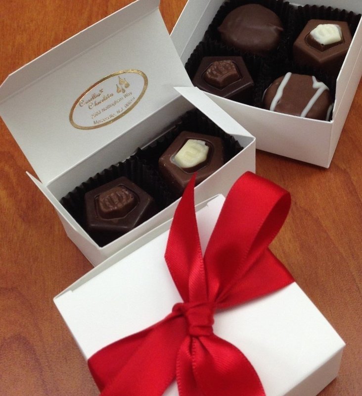 2 Piece Favor Box with Truffles (choose) curl or satin ribbon