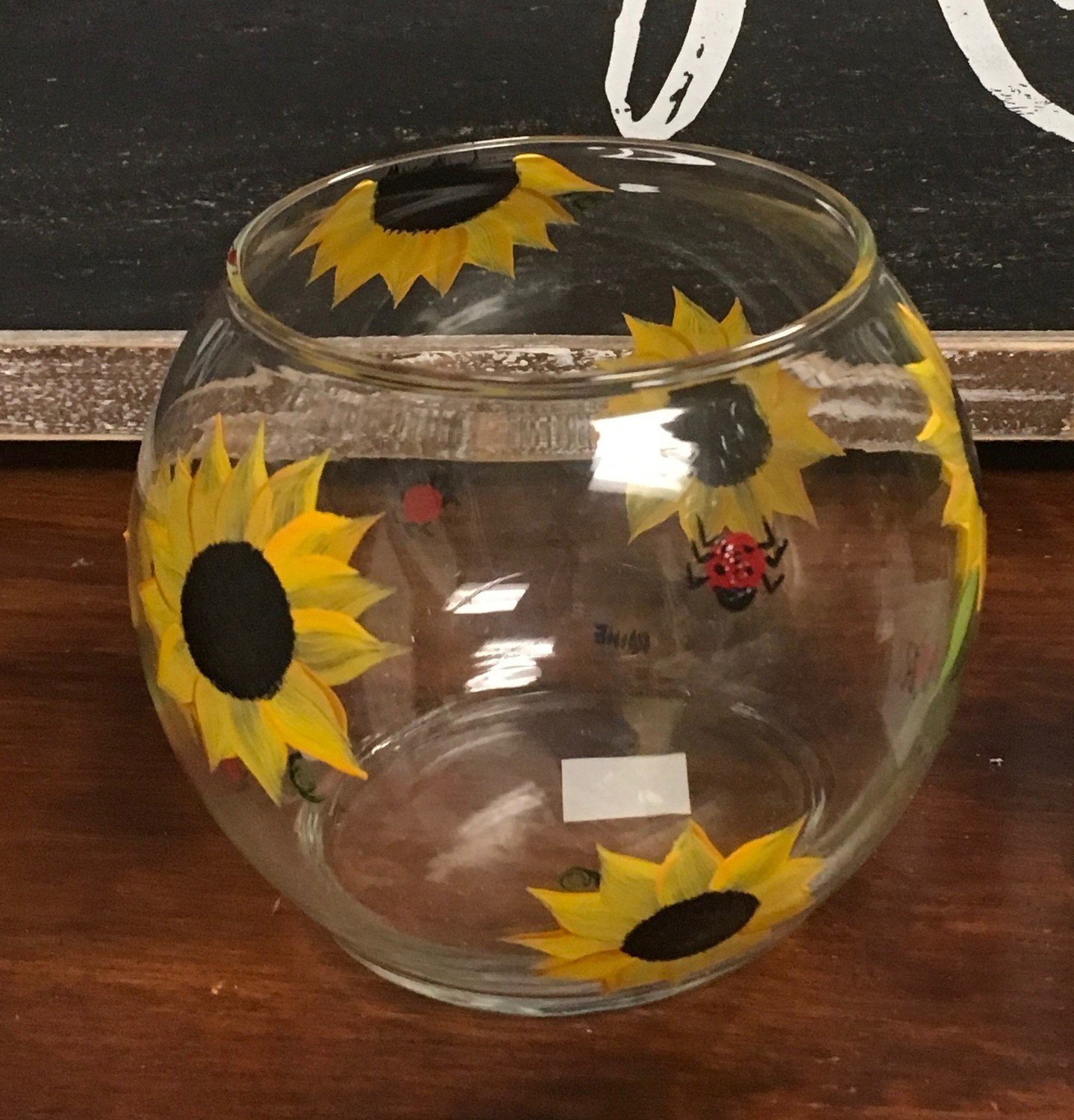 Sunflower Candy or Candle Bowl.  4" x 5". Hand Painted.