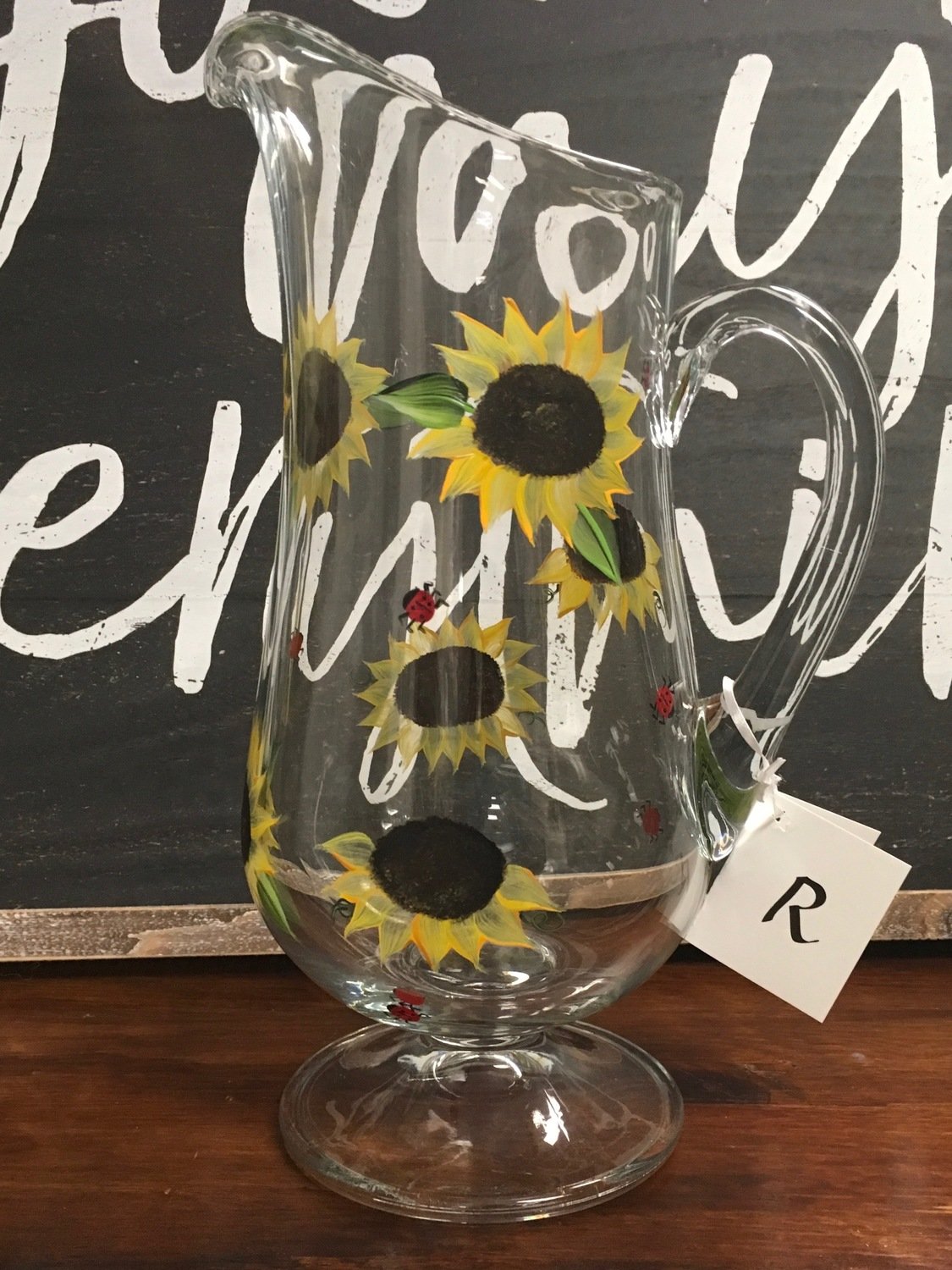 Sunflower Pitcher.  Hand Painted.  Approx. 12"x7"