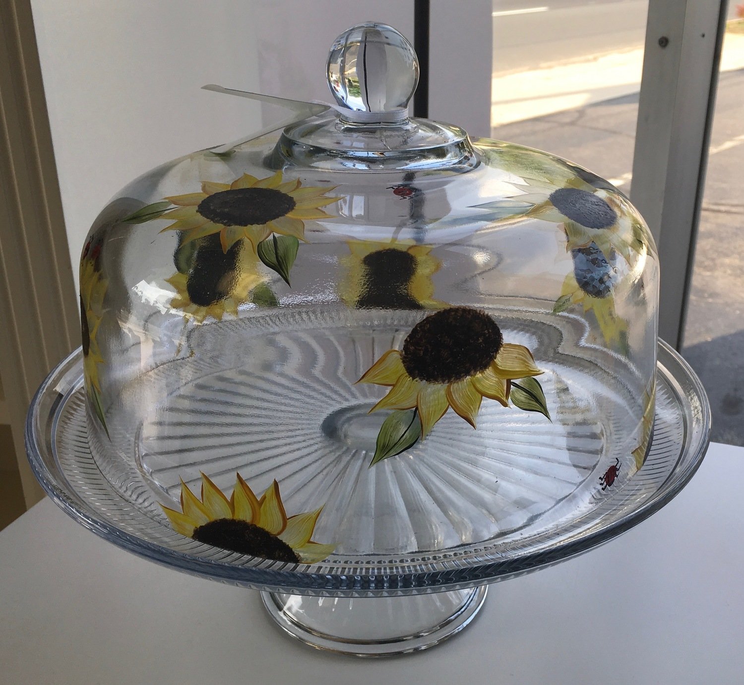 Cake Plate.  Hand Painted.