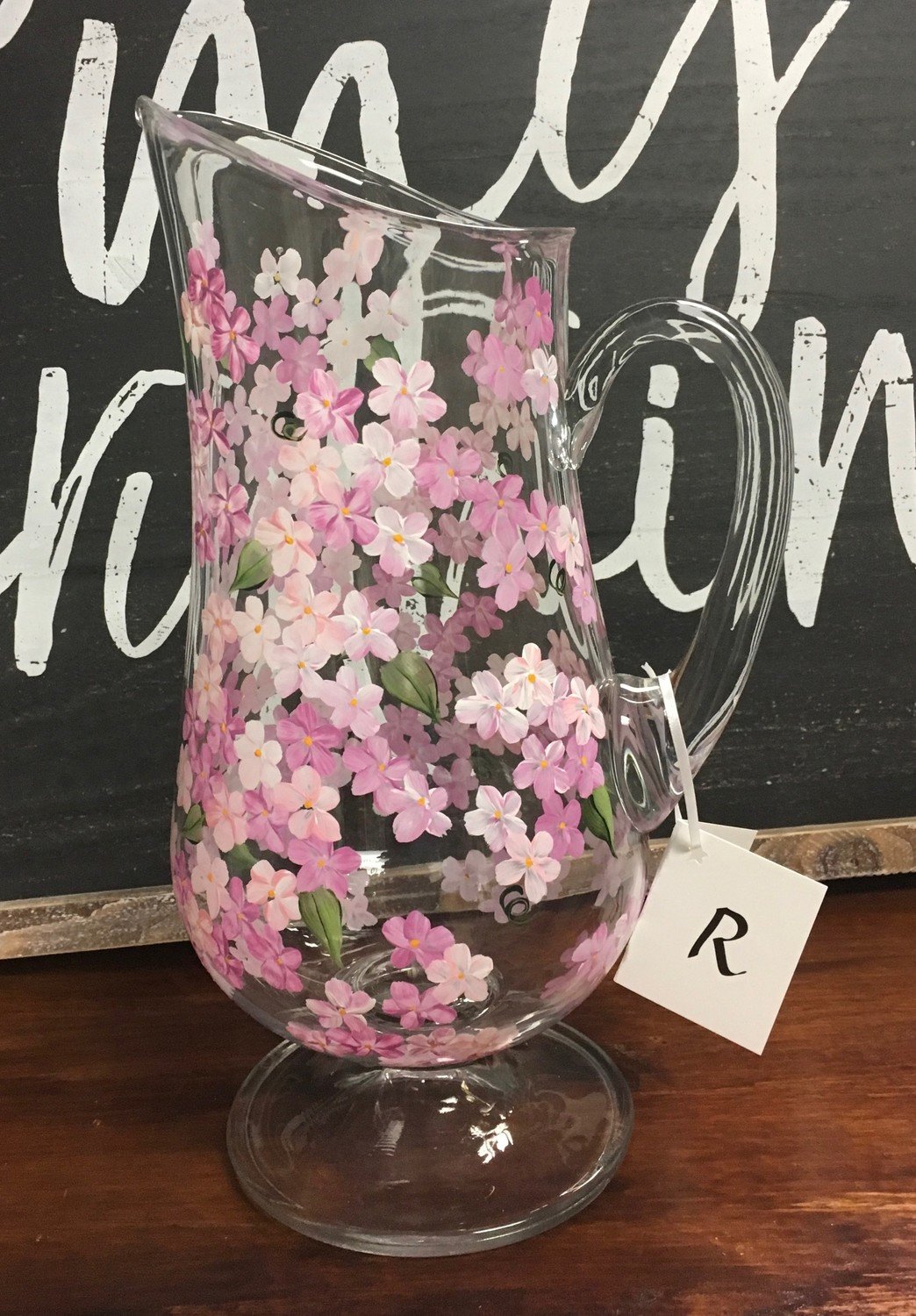 Pink Hydrangea Pitcher 12" x 7"