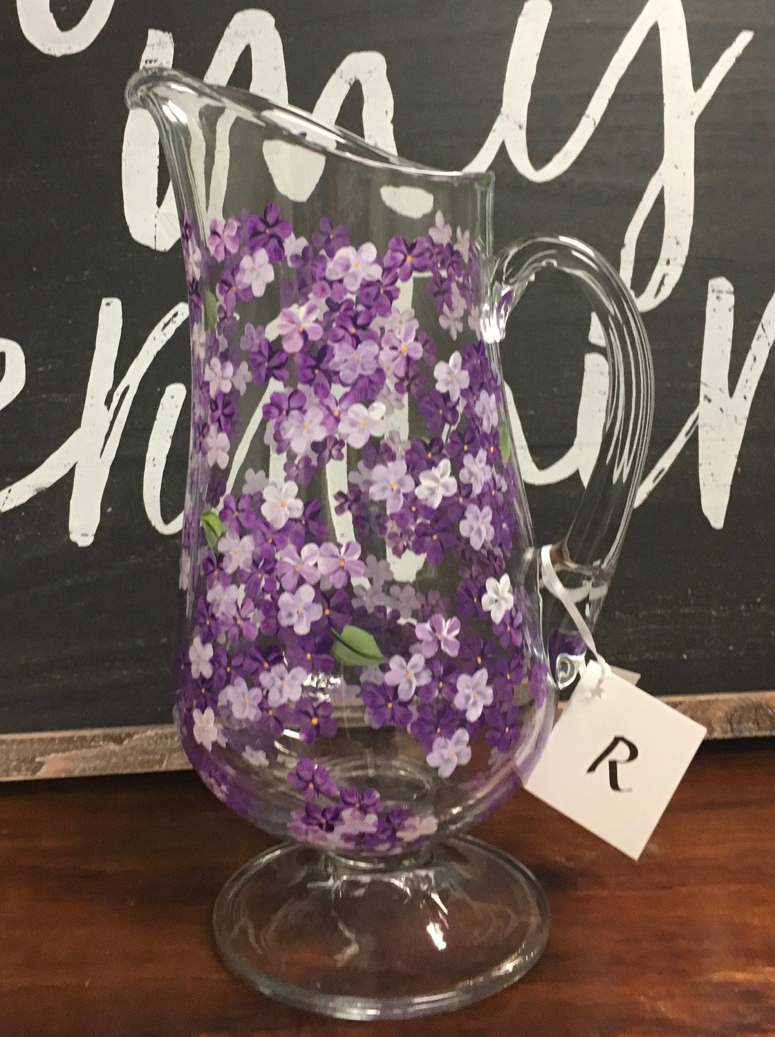 Purple Hydrangea Pitcher 12" x 7"