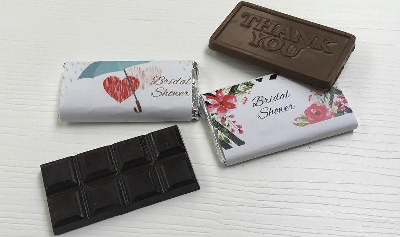 Personalized Bridal Shower Chocolate Bars.  (Chocolate included) Choose Thank you bar or Chocolate bar.