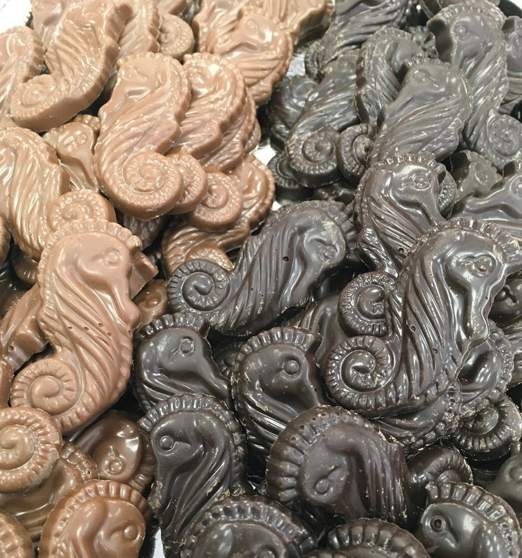 Homemade Chocolate Seahorses.  Peanut and Gluten Free. 60 to a Lb.