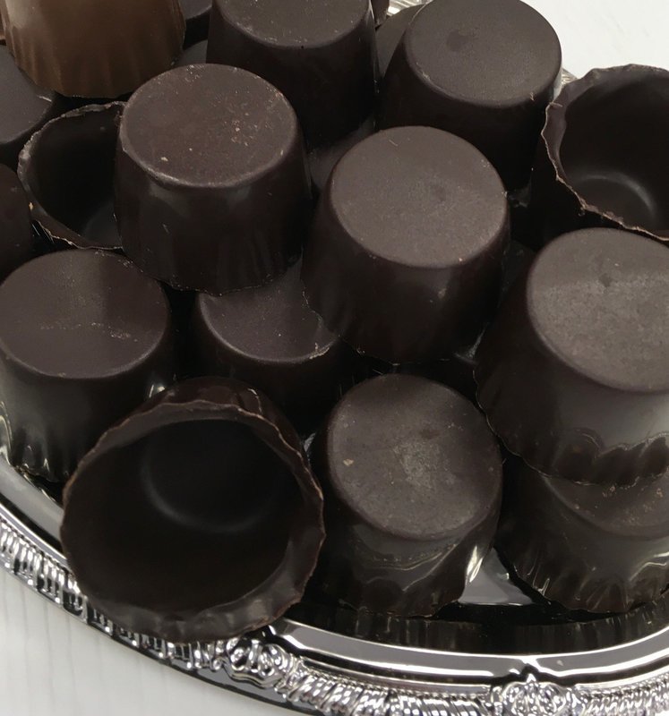 One Dozen Dark Chocolate Liquor Cups.  Peanut and Gluten Free