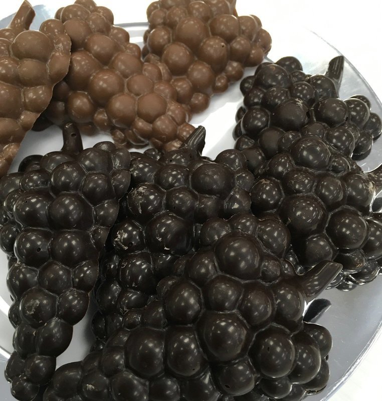 Bunches of Grapes.  3 1/2" x 2" approx.  Penanut and Gluten Free. 12 to a Lb.