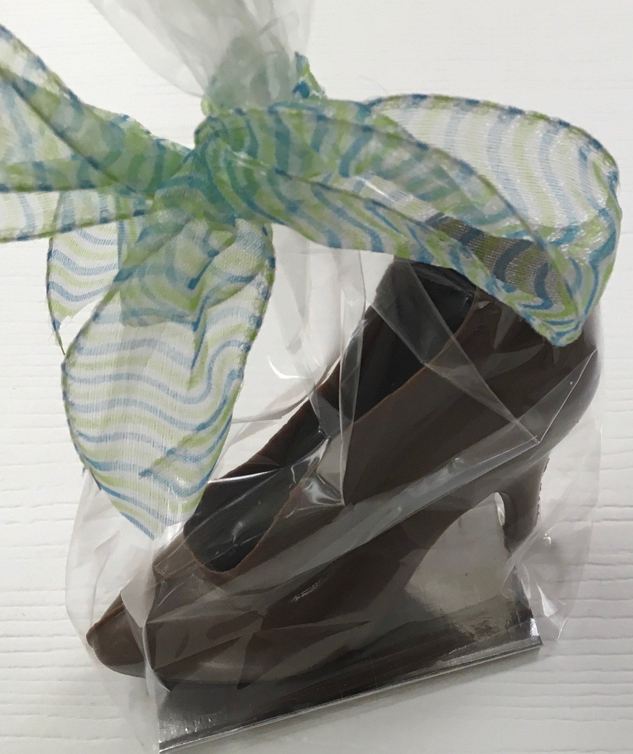 Small Chocolate High Heel.  4"x4" Bagged and Bowed.