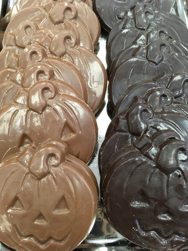 Chocolate Pumpkins 16 to a Pound.  Peanut and Gluten Free