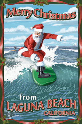 Laguna Beach Surfing Santa Poster Laguna Beach Surfing Santa Poster
