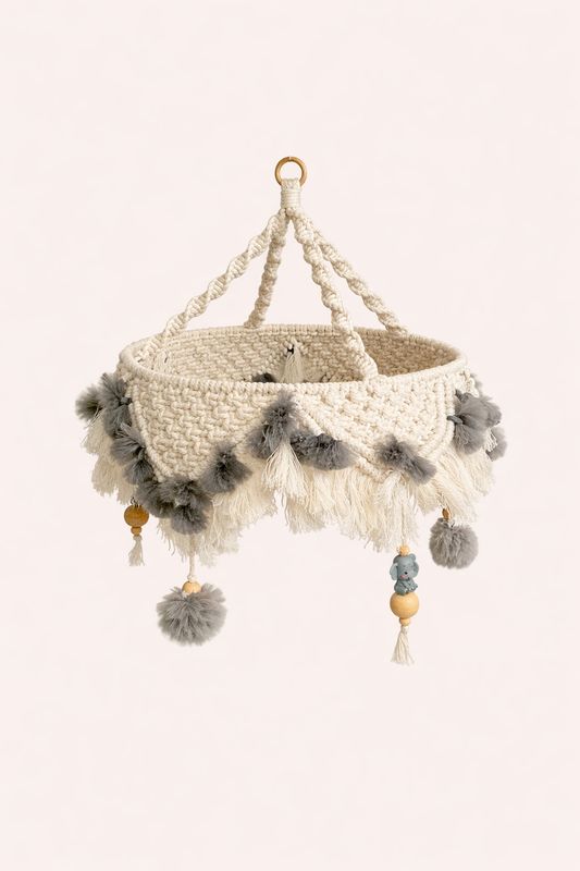 Mobile macramé éléphant naturel