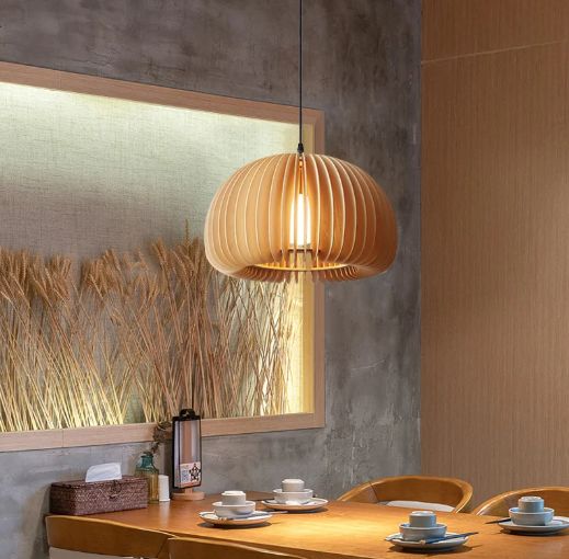 Lustre citrouille en bois