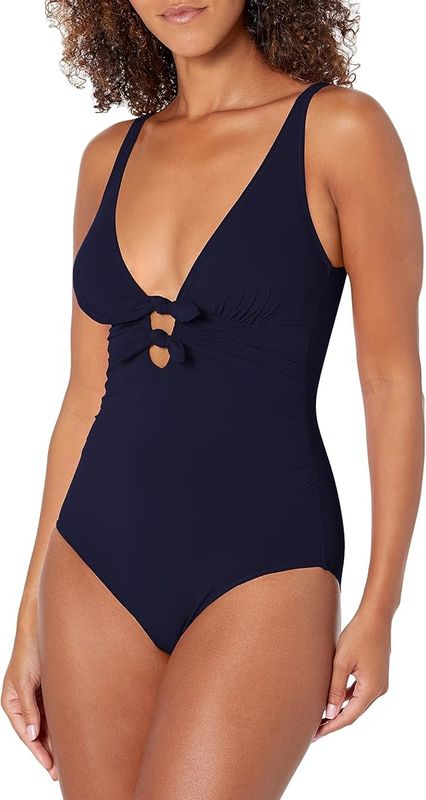 Gottex womens Dandy Bow Tie V-neck One Piece