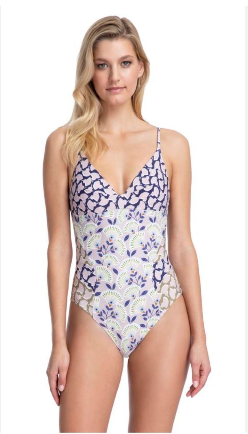 Gottex Lilac/Multi Maiko V Neck Swimsuit