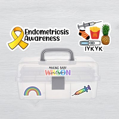 IVF and infertility awareness stickers with fertility journey and endometriosis support designs.