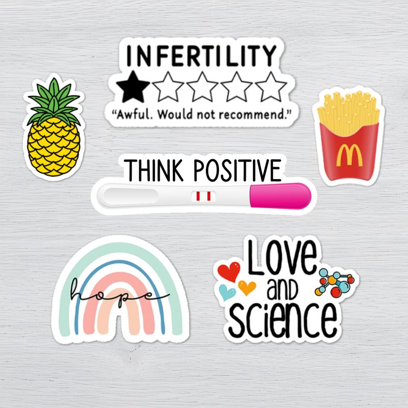 Infertility Awareness Stickers | IVF Sticker Pack | Fertility Journey Vinyl Decals Infertility awareness waterproof vinyl stickers featuring IVF humor, rainbow graphics, and fertility journey themes.
