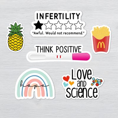 Infertility Awareness Stickers | IVF Sticker Pack | Fertility Journey Vinyl Decals Infertility awareness waterproof vinyl stickers featuring IVF humor, rainbow graphics, and fertility journey themes.