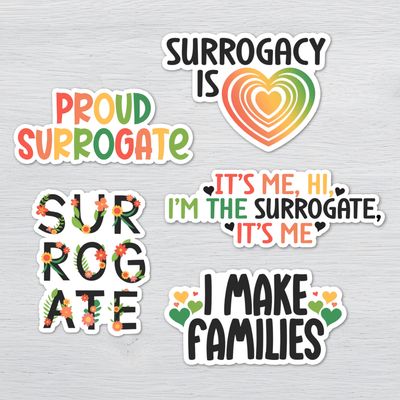 Surrogacy Sticker 5 Pack | Proud Surrogate Stickers | Surrogacy Awareness Waterproof Vinyl Decals Surrogacy awareness waterproof vinyl stickers featuring proud surrogate quotes and colorful advocacy designs.