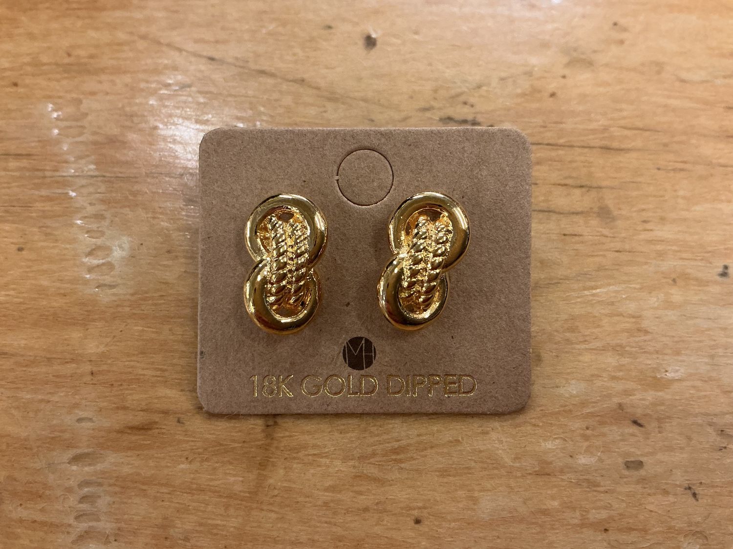 Gold Braided Knot Stud - Earrings