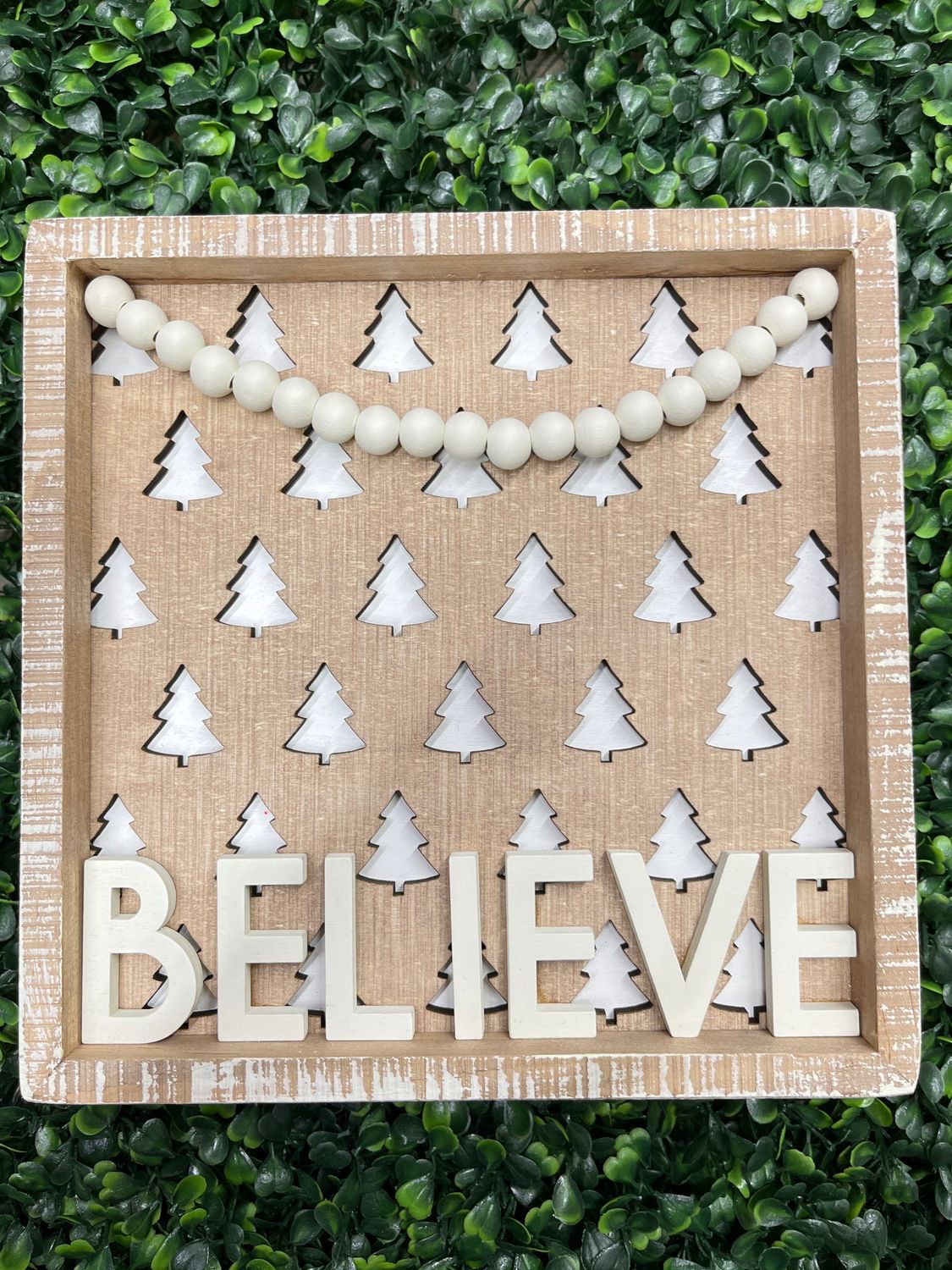 Believe Tree Inset Box Sign