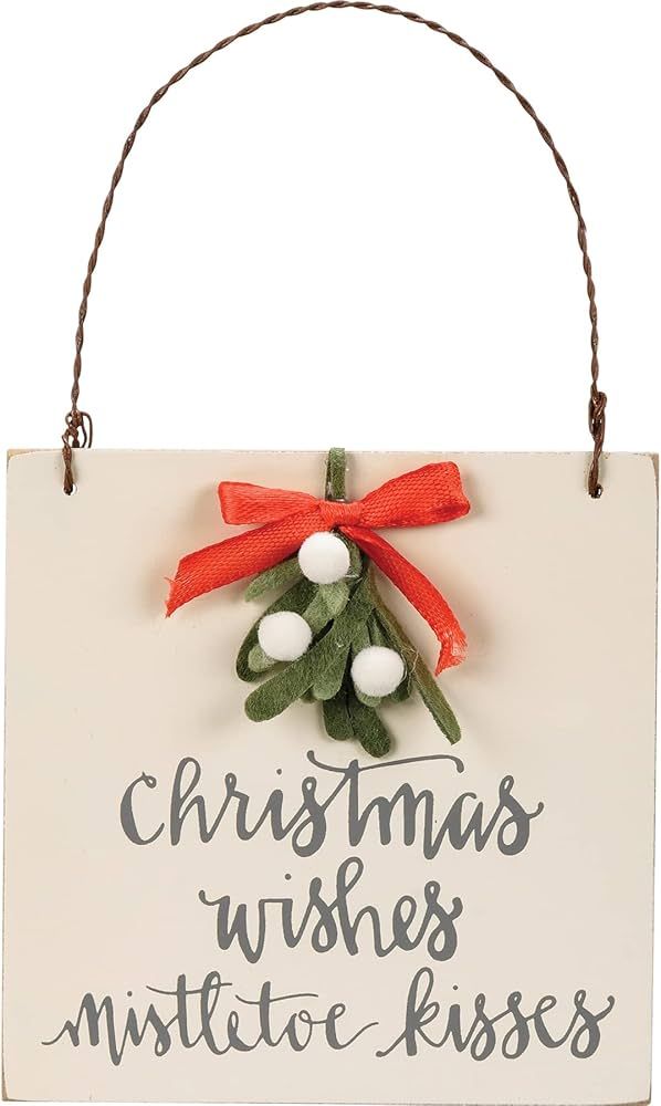 Christmas Wishes Mistletoe Kisses Ornament, 4 Inch