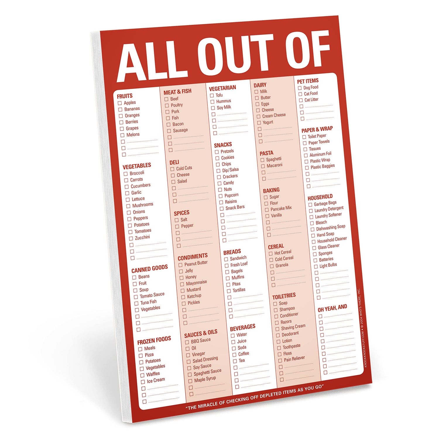 Grocery Cart Themed All Out of Magnetic Paper List Notepad (60 Pages)
