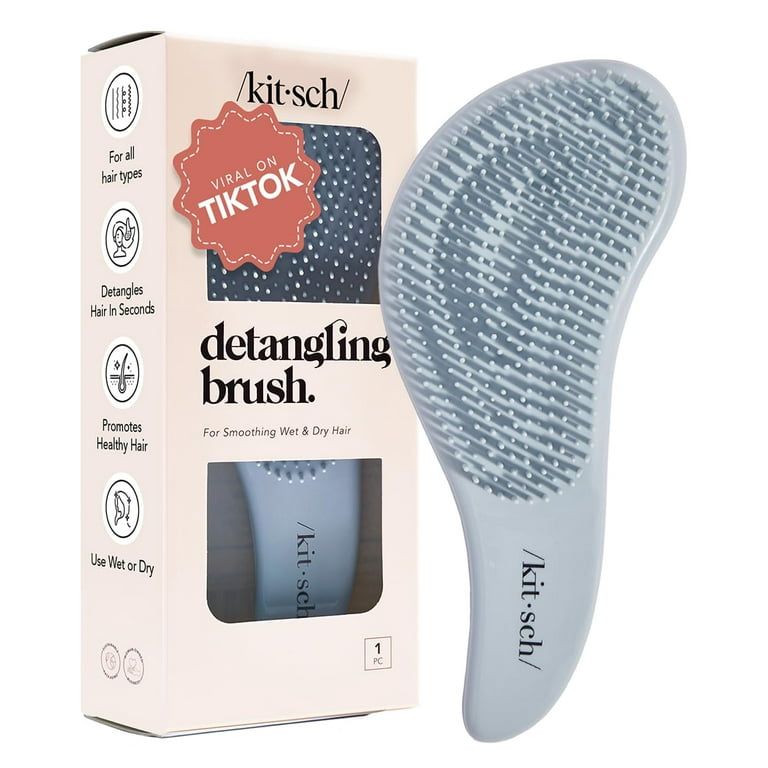 Kitsch Detangler Hair Brush for Curly or Straight  Wet and Dry Hair  Detangling Brush with Flexible Hairbrush Bristles  Hair brushes for Women &amp; Men  Adults &amp; Kids  for Shower &amp; Travel