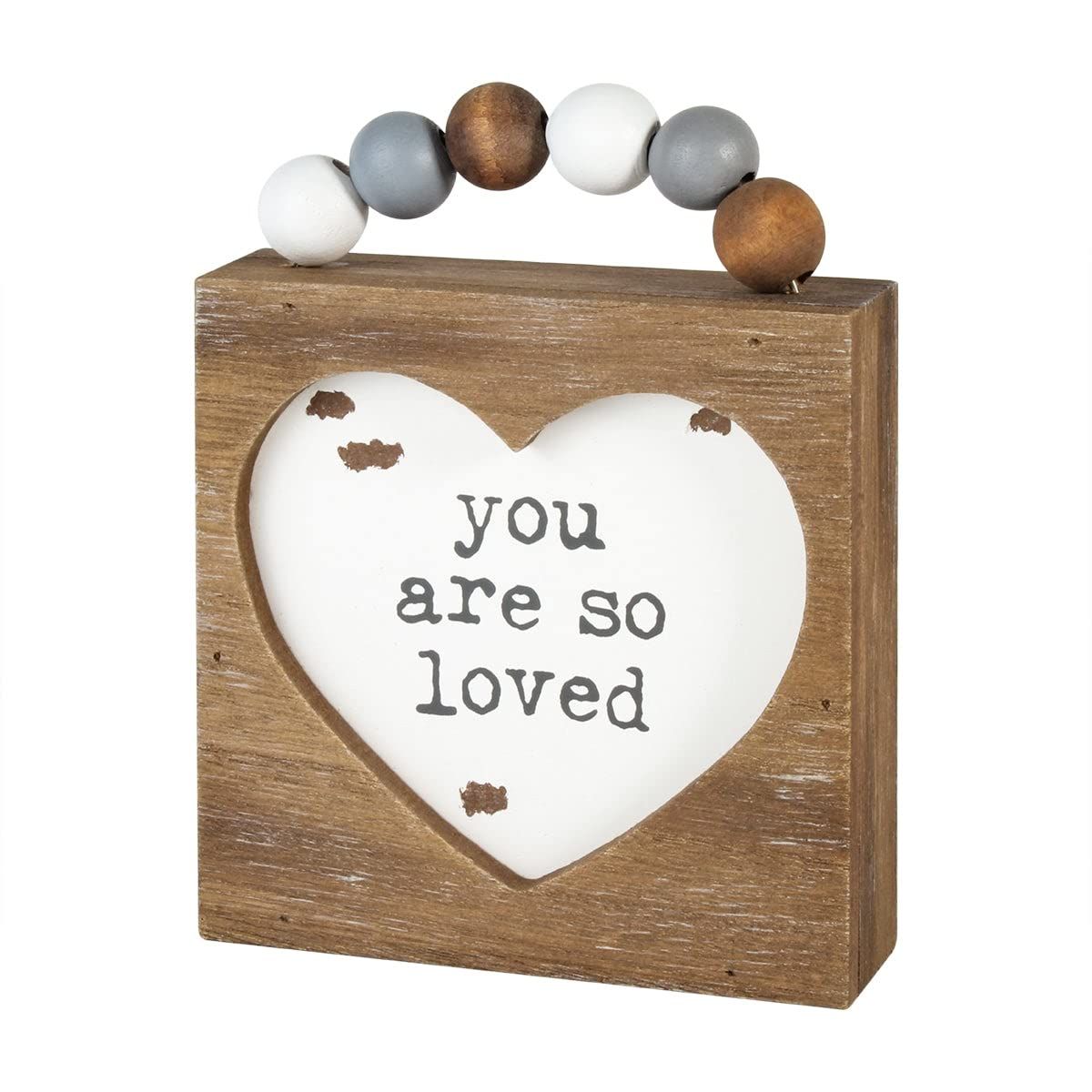 Collins Painting Weathered Beaded Wood Box Sign (You are So Loved)  Grey  White  4inchL x 3inchH x 1inchD