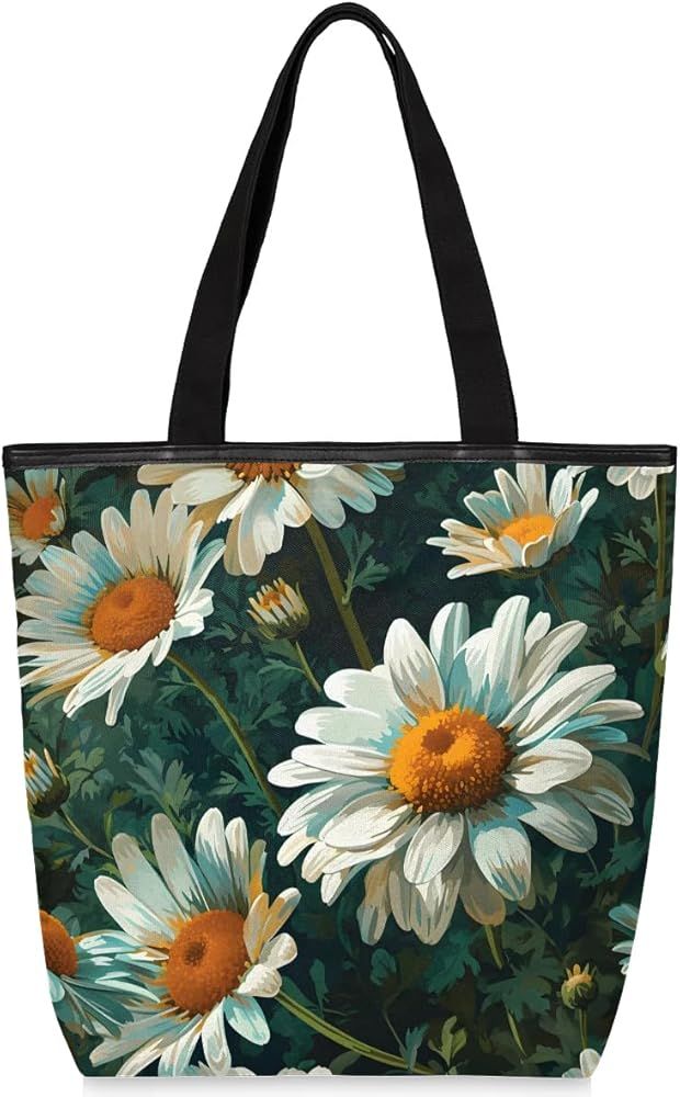 Green Daisy Large Reusable Bag