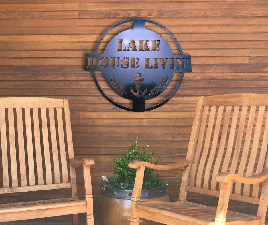 'Livin' the Lake Life' Anchor Wood Box Sign