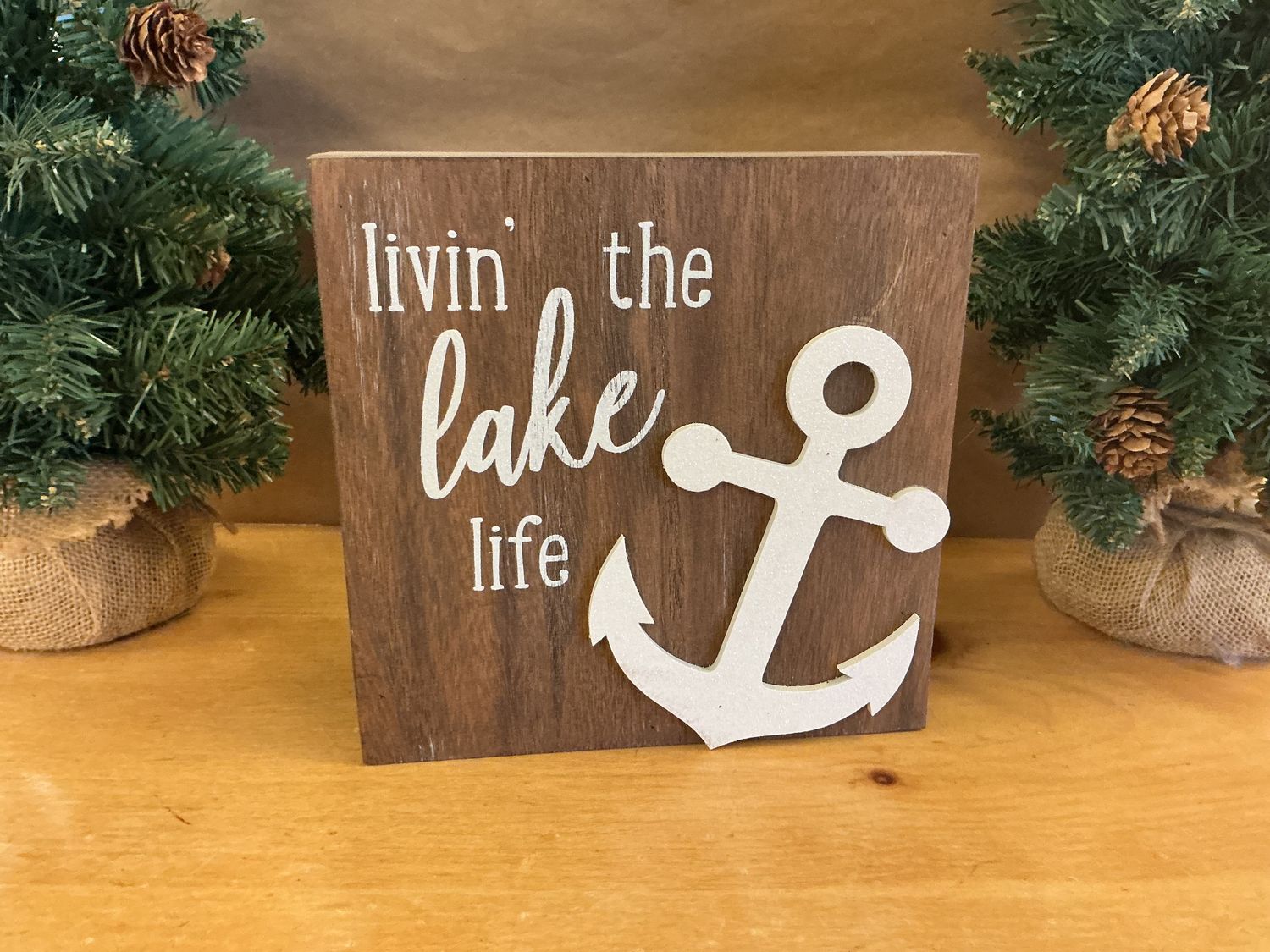 'Livin' the Lake Life' Anchor - Wood Box Sign