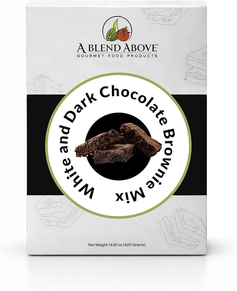 A Blend Above White and Dark Chocolate Brownie Mix, Decadent Duo: White/ Dark Chocolate Brownie Mix - Indulge in Rich, Gooey Bliss, 9 Servings, Moist and Fudgy, Easy to Bake, Premium Blend of Chocolat