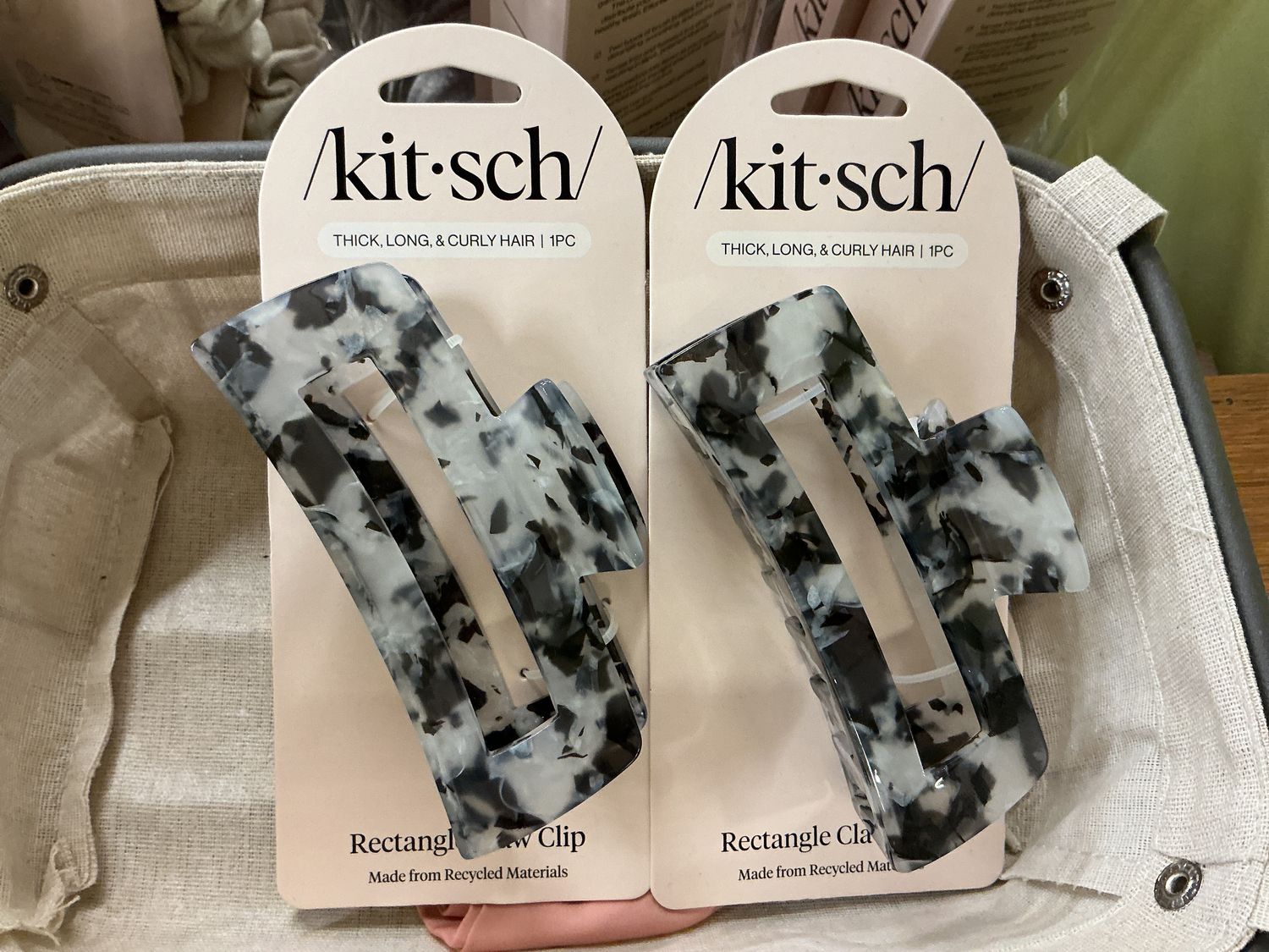 Large Rectangular Black and White Claw Clip