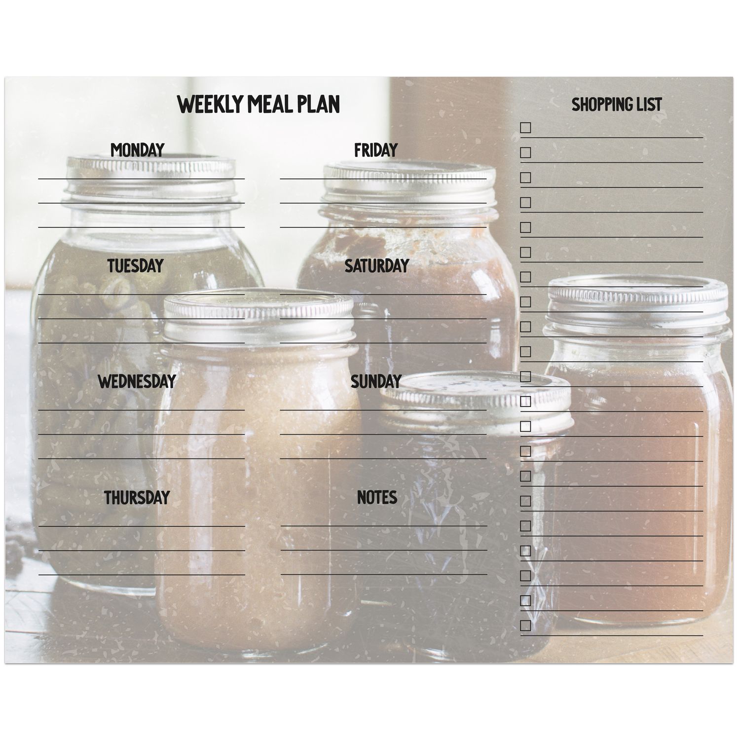 Canning Jars Meal Plan