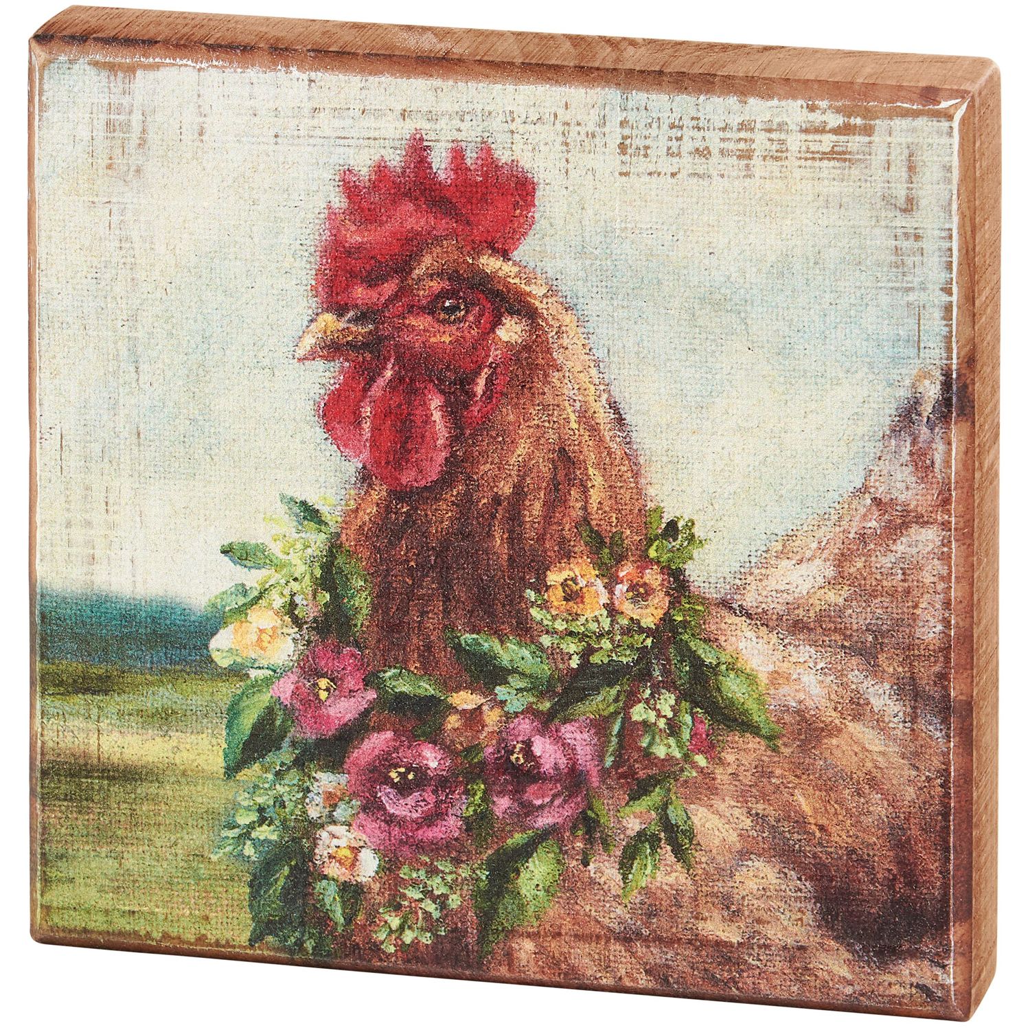 Floral Chicken Circle Sign
