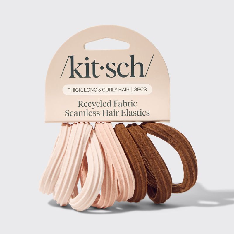 KITSCH Seamless Hair Elastics 8pc Set- Rosewood