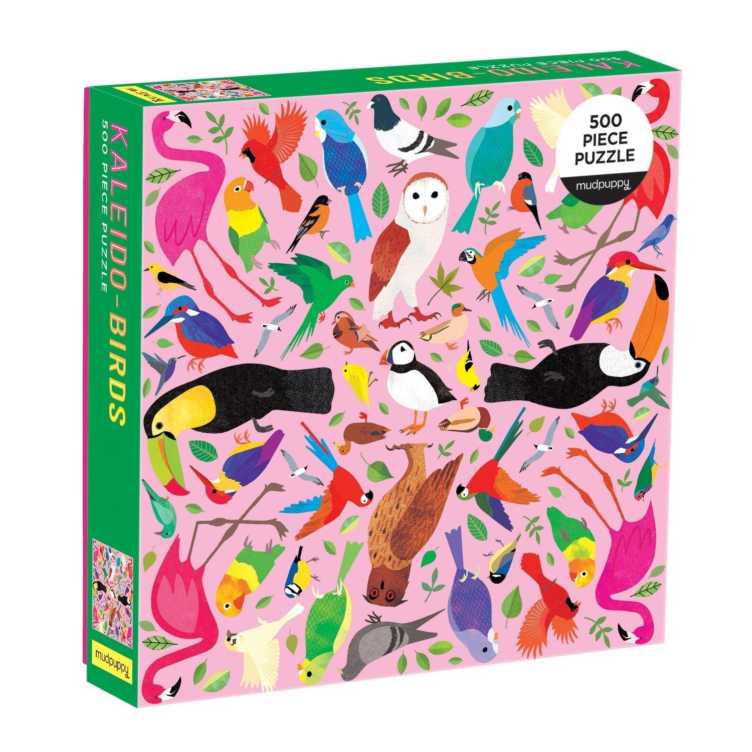 Kaleido-Birds 500 Piece Family Puzzle from Mudpuppy - Beautifully Illustrated Birds, Unique Kaleidoscope Pattern, 20" x 20", Provides Hours of Puzzling Fun, Ages 8+, Puzzle Image Insert Included by Mu