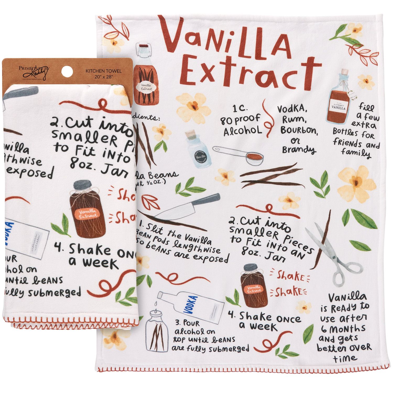 Primitives by Kathy Vanilla Extract Recipe Kitchen Towel