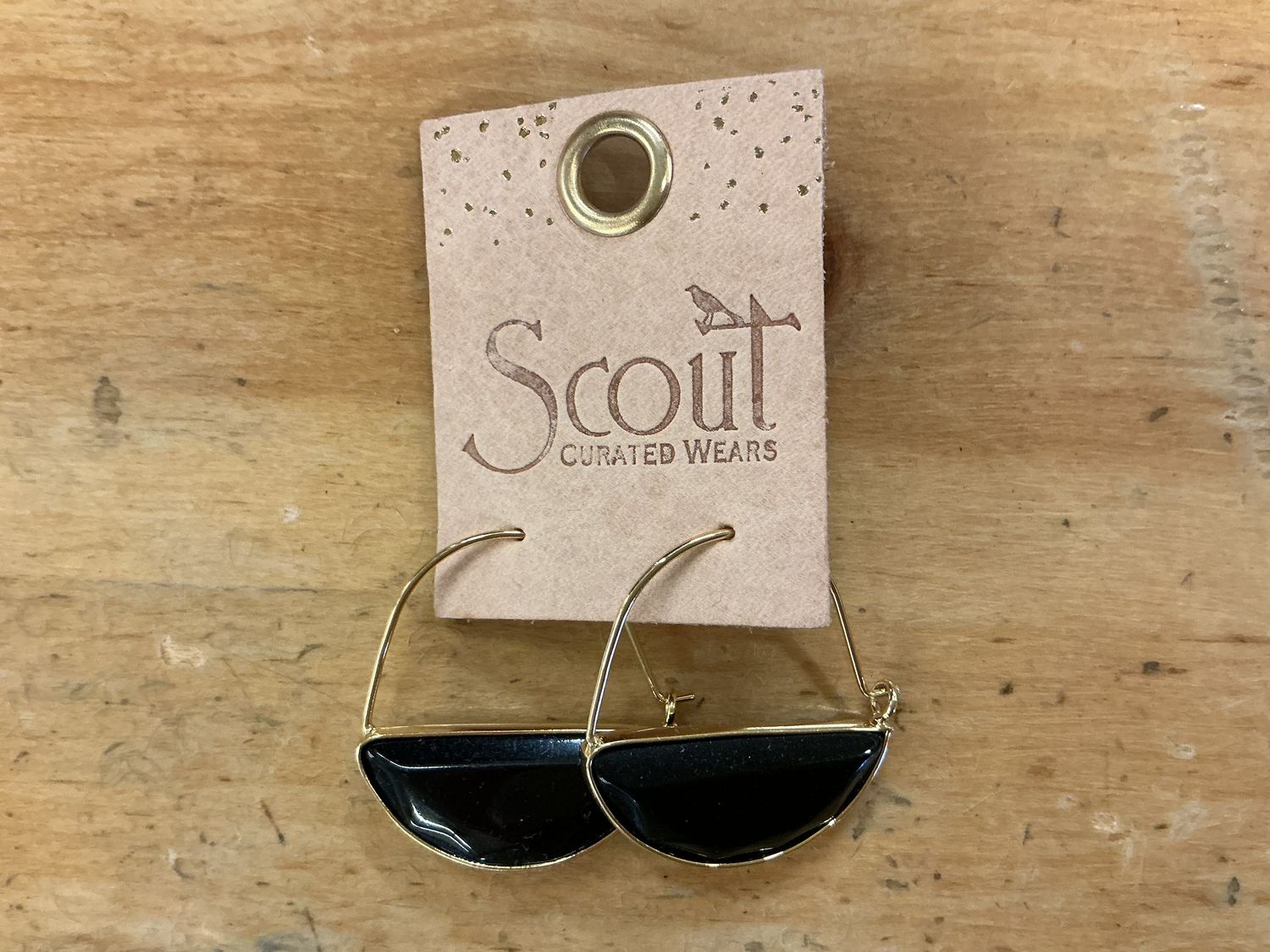 Obsidian Stone Prism Hoop - Earring